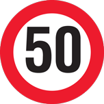 Maximumsnelheid 50 voor voertuig 1