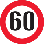 Maximumsnelheid 60 voor voertuig 1