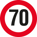 Maximumsnelheid 70 voor voertuig 1